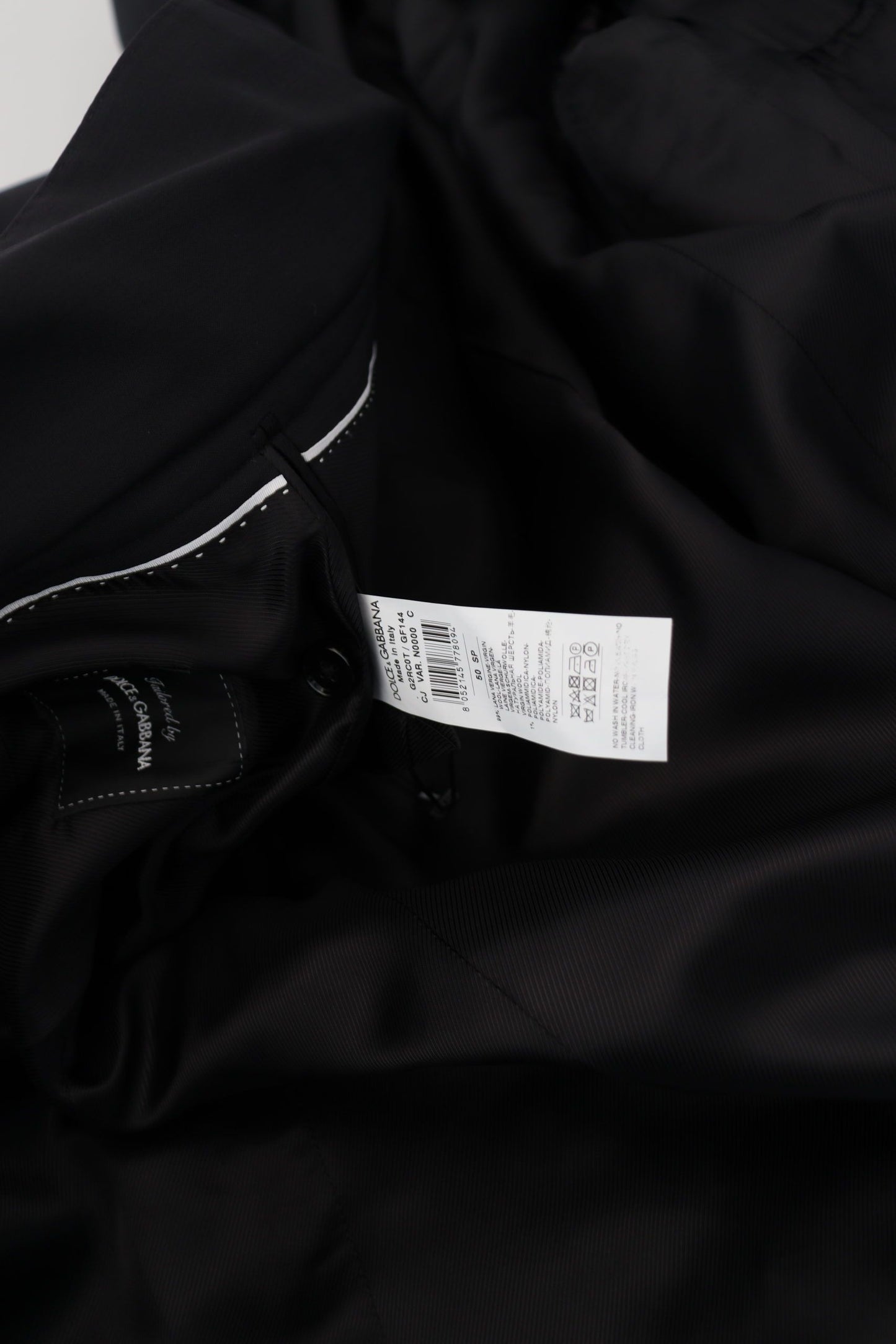 Veste Dolce & Gabbana en Laine Noire à Manches Longues Entièrement Zippée