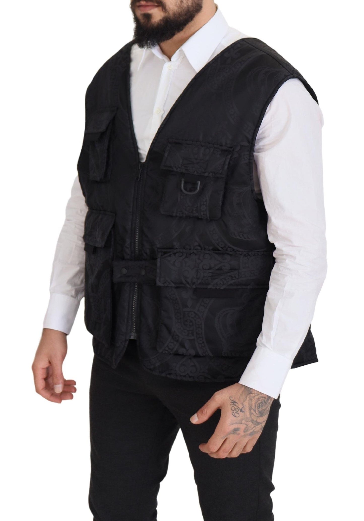 Veste sans manches Dolce & Gabbana en nylon noir à fermeture éclair intégrale