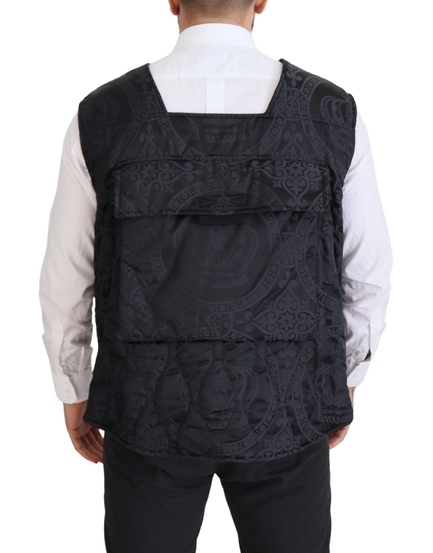 Veste sans manches Dolce & Gabbana en nylon noir à fermeture éclair intégrale