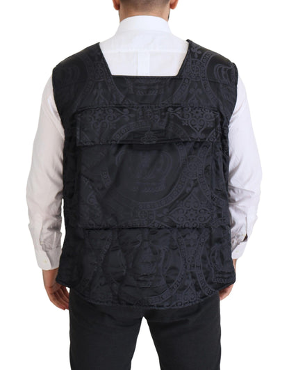 Veste sans manches Dolce & Gabbana en nylon noir à fermeture éclair intégrale
