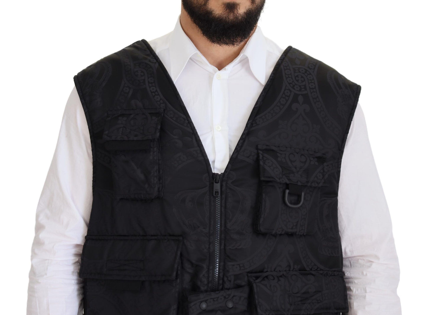 Veste sans manches Dolce & Gabbana en nylon noir à fermeture éclair intégrale