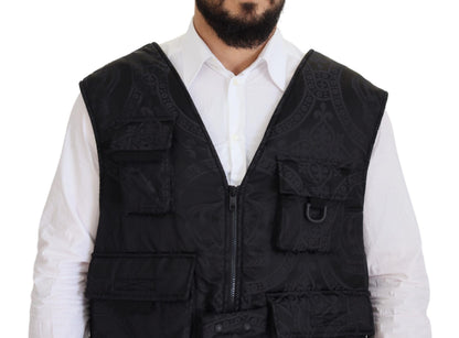 Veste sans manches Dolce & Gabbana en nylon noir à fermeture éclair intégrale