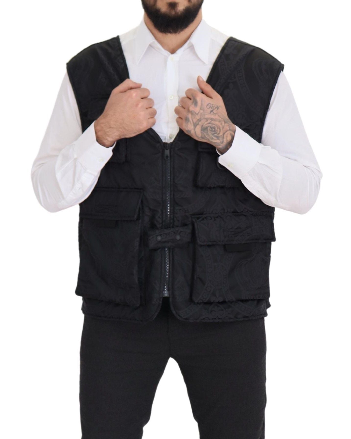 Veste sans manches Dolce & Gabbana en nylon noir à fermeture éclair intégrale