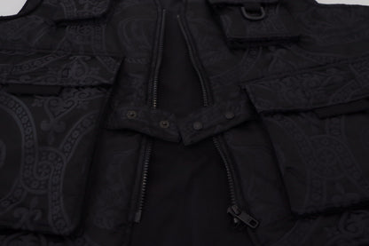 Veste sans manches Dolce & Gabbana en nylon noir à fermeture éclair intégrale