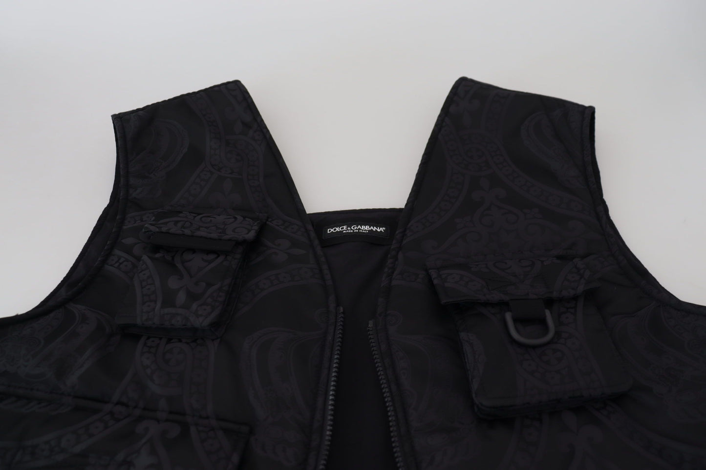 Veste sans manches Dolce & Gabbana en nylon noir à fermeture éclair intégrale