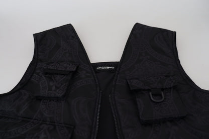 Veste sans manches Dolce & Gabbana en nylon noir à fermeture éclair intégrale