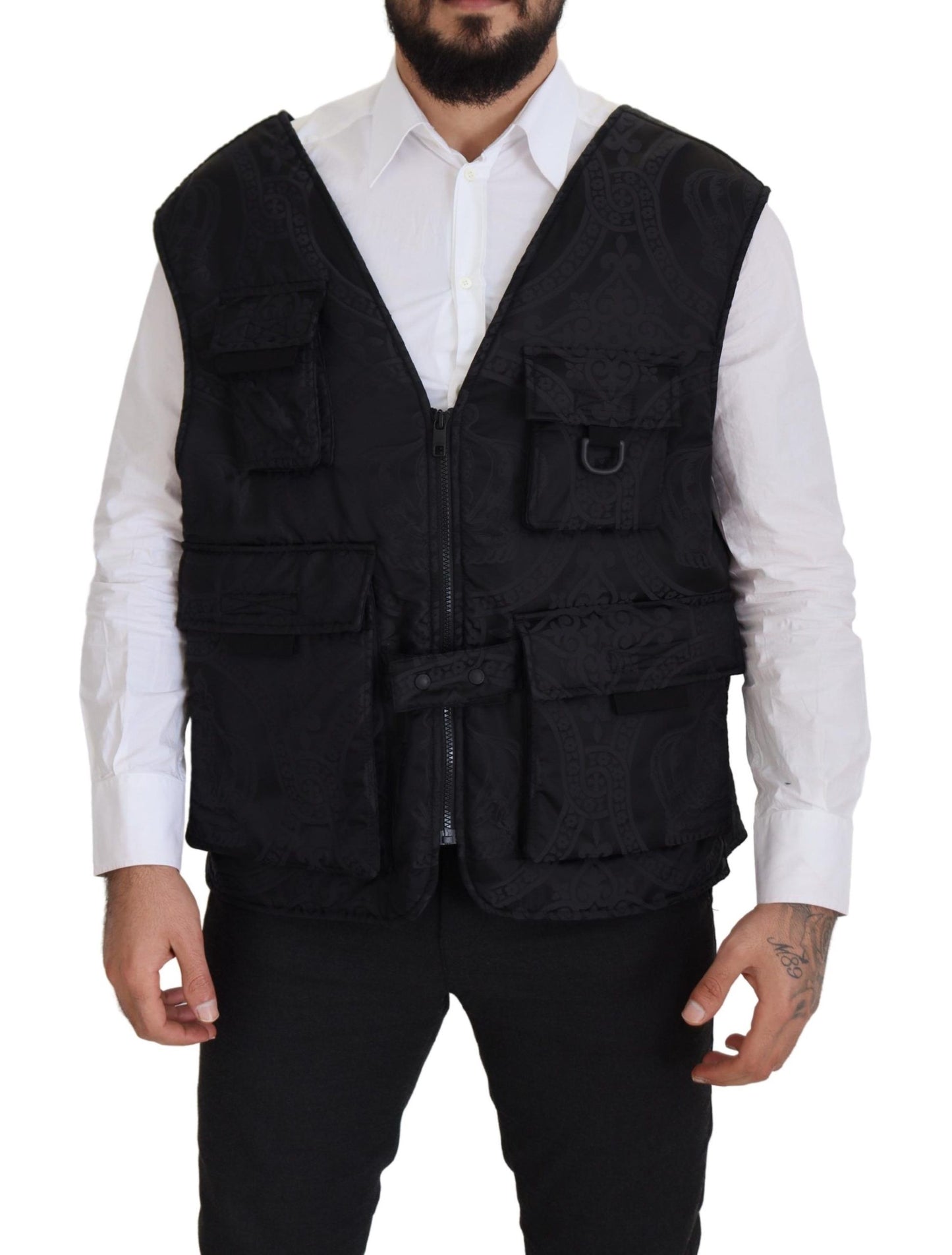 Veste sans manches Dolce & Gabbana en nylon noir à fermeture éclair intégrale