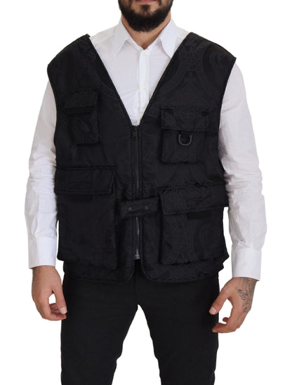 Veste sans manches Dolce & Gabbana en nylon noir à fermeture éclair intégrale