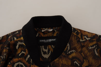 Blouson Dolce & Gabbana marron à plumes et fermeture éclair intégrale