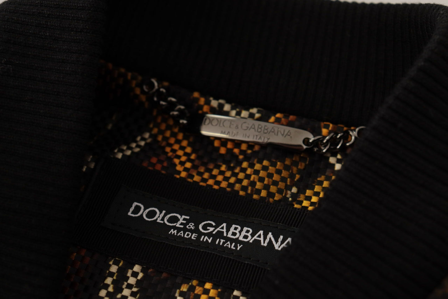 Blouson Dolce & Gabbana marron à plumes et fermeture éclair intégrale