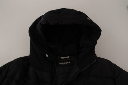 Manteau Parka à Capuche Dolce & Gabbana en Nylon Noir Veste d'Hiver