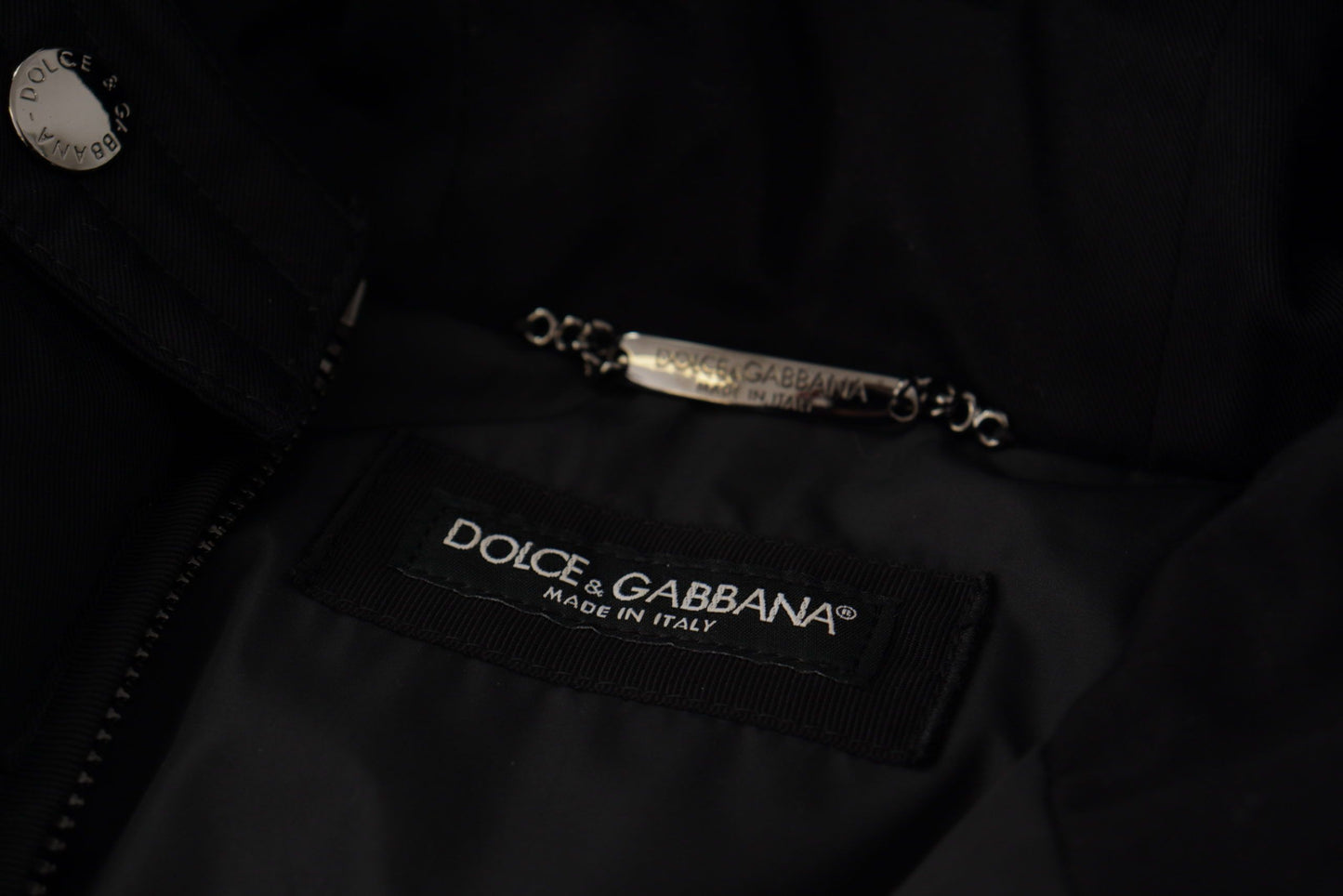 Manteau Parka à Capuche Dolce & Gabbana en Nylon Noir Veste d'Hiver