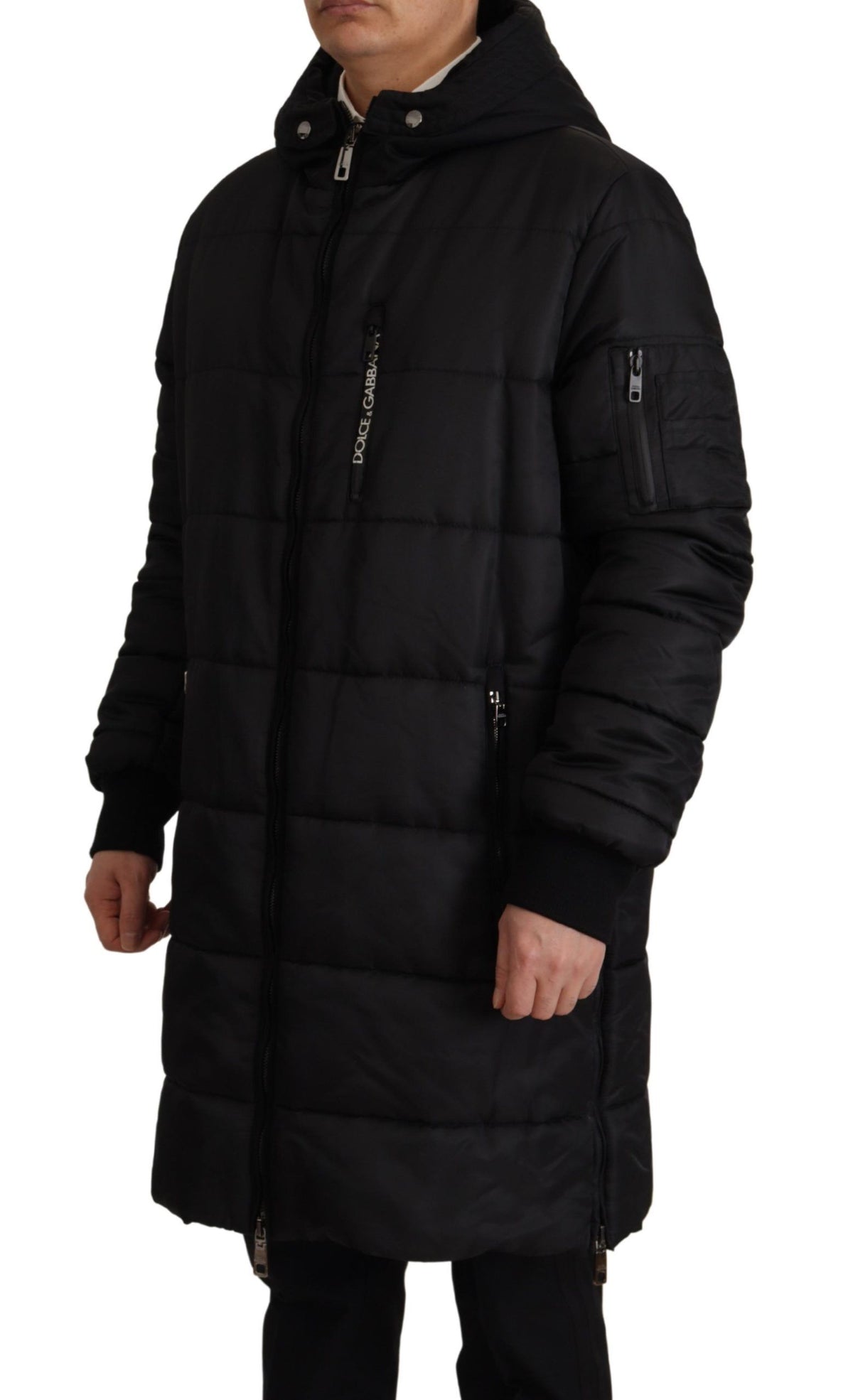 Dolce & Gabbana Abrigo Parka de nailon negro con capucha Chaqueta de invierno