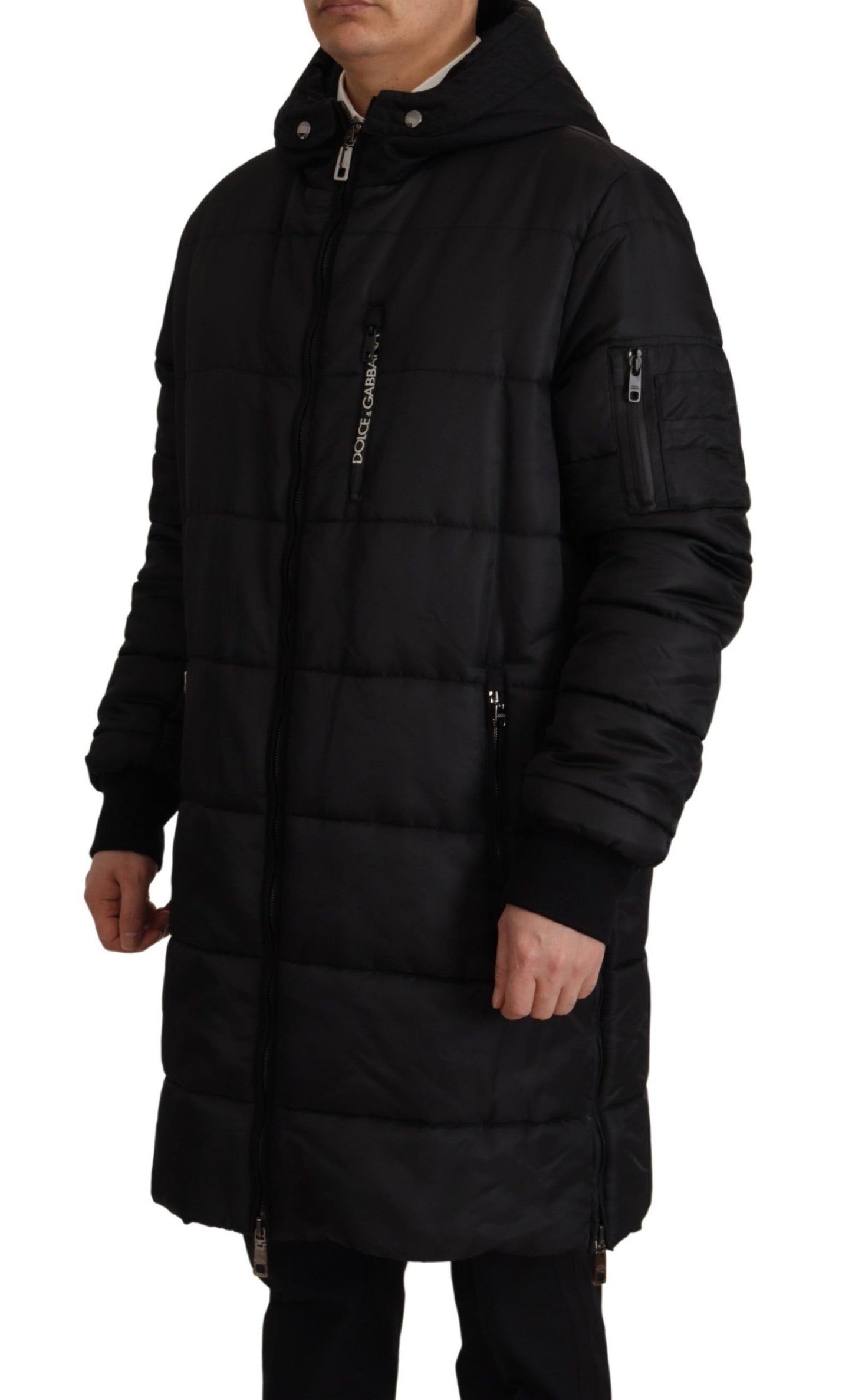 Manteau Parka à Capuche Dolce & Gabbana en Nylon Noir Veste d'Hiver