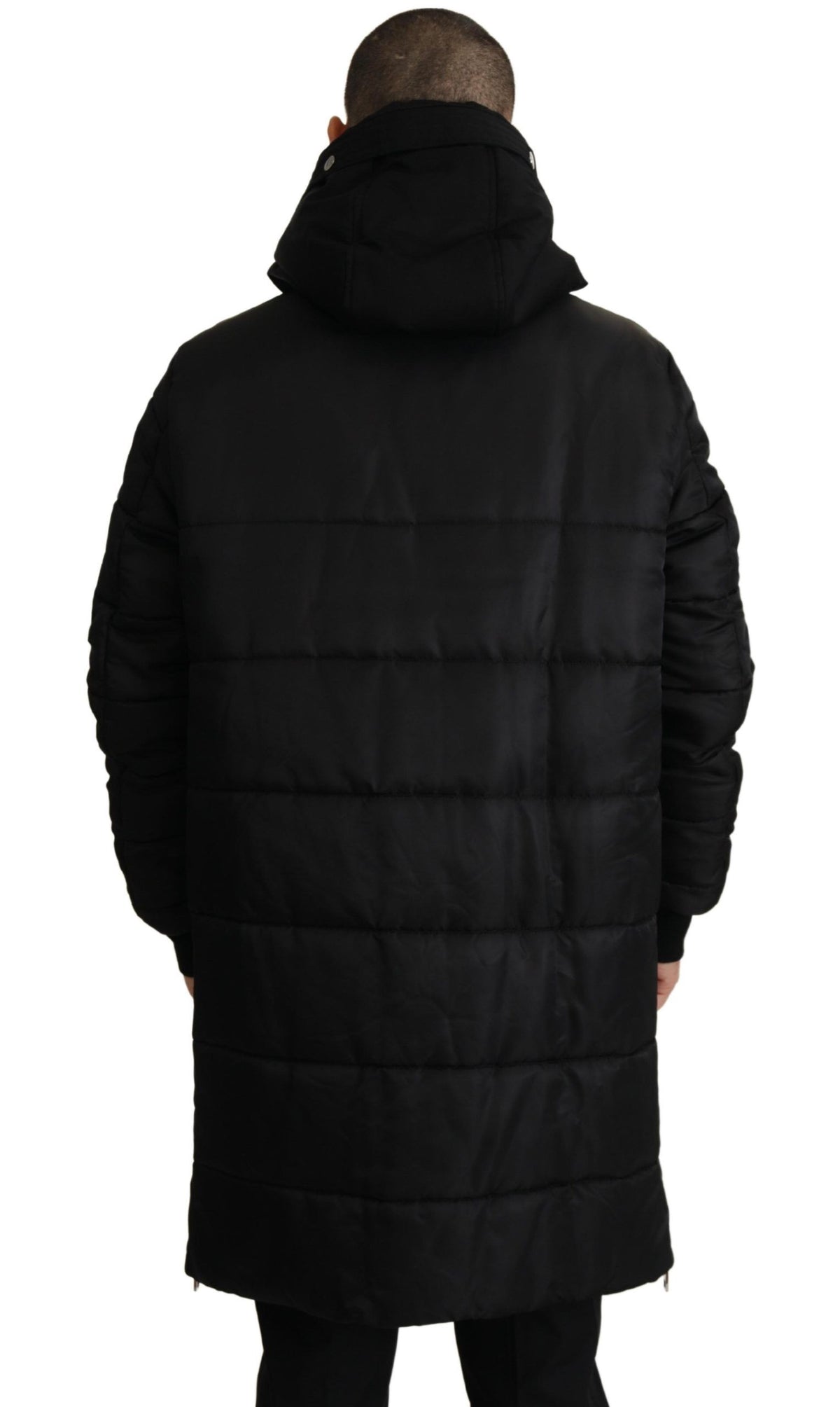Dolce & Gabbana Abrigo Parka de nailon negro con capucha Chaqueta de invierno