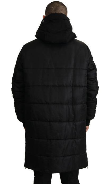 Dolce & Gabbana Abrigo Parka de nailon negro con capucha Chaqueta de invierno