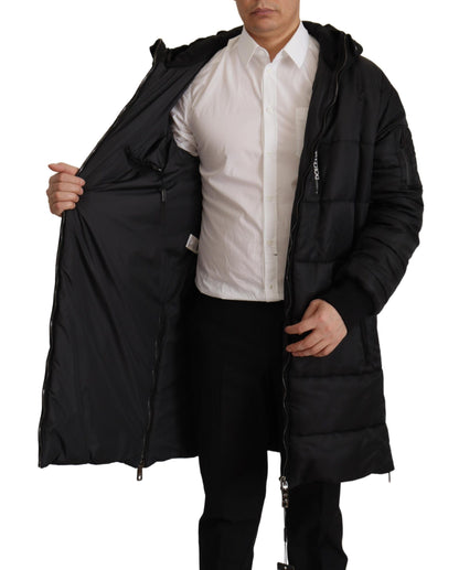 Dolce & Gabbana Abrigo Parka de nailon negro con capucha Chaqueta de invierno