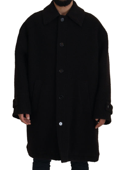 Gabardina de alpaca negra abotonada de Dolce & Gabbana