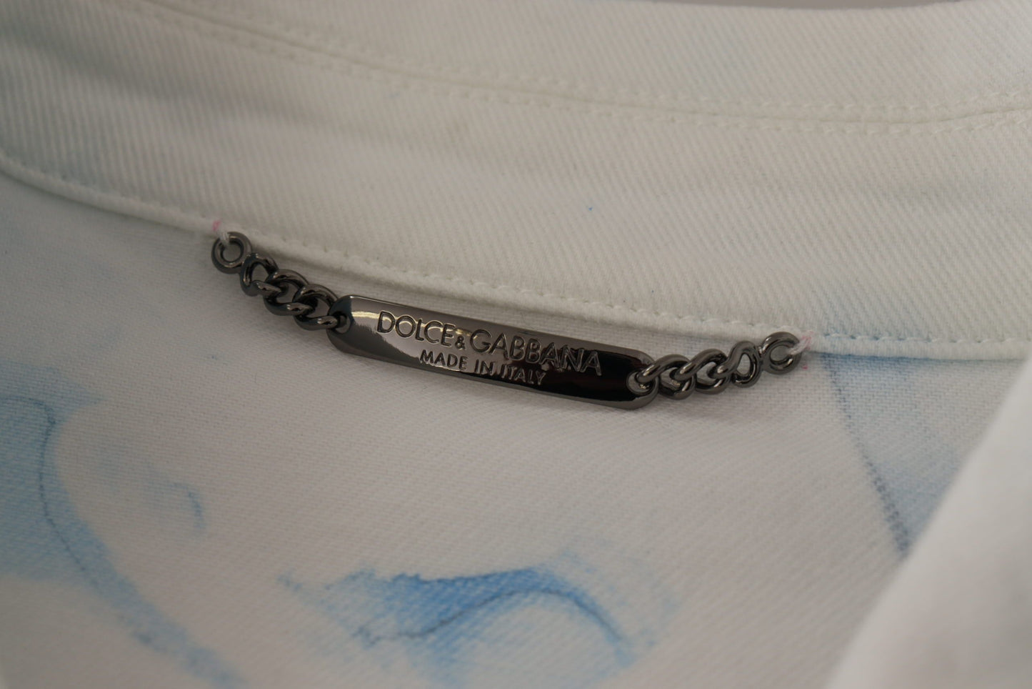 Veste en jean Dolce & Gabbana en coton blanc avec logo brodé