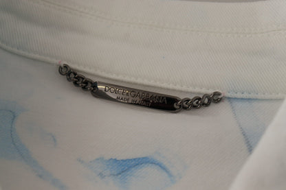 Veste en jean Dolce & Gabbana en coton blanc avec logo brodé