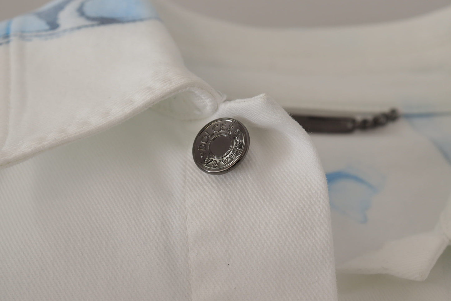 Veste en jean Dolce & Gabbana en coton blanc avec logo brodé