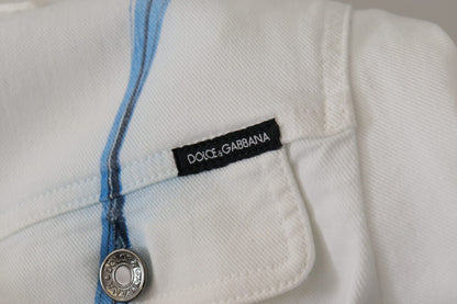 Veste en jean Dolce & Gabbana en coton blanc avec logo brodé