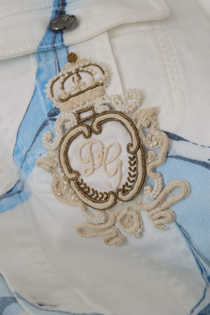 Veste en jean Dolce & Gabbana en coton blanc avec logo brodé