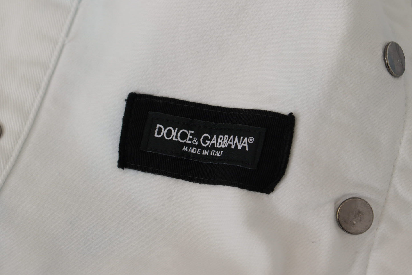 Veste en jean Dolce & Gabbana en coton blanc avec logo brodé