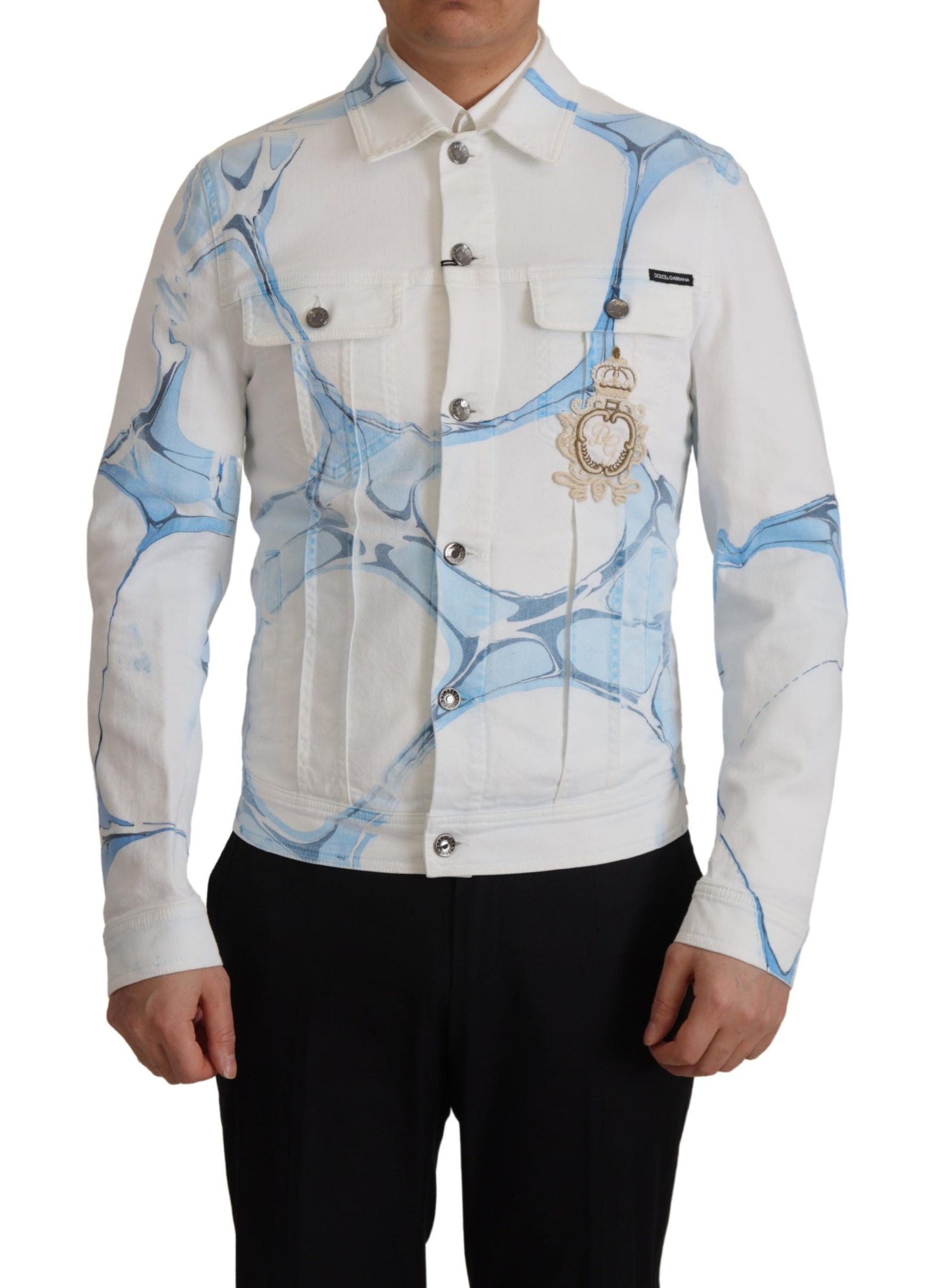Veste en jean Dolce & Gabbana en coton blanc avec logo brodé
