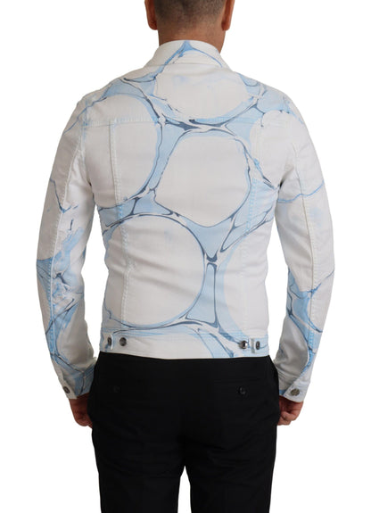 Veste en jean Dolce & Gabbana en coton blanc avec logo brodé