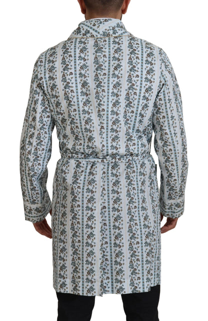 Veste-manteau Dolce & Gabbana en coton bleu à fleurs