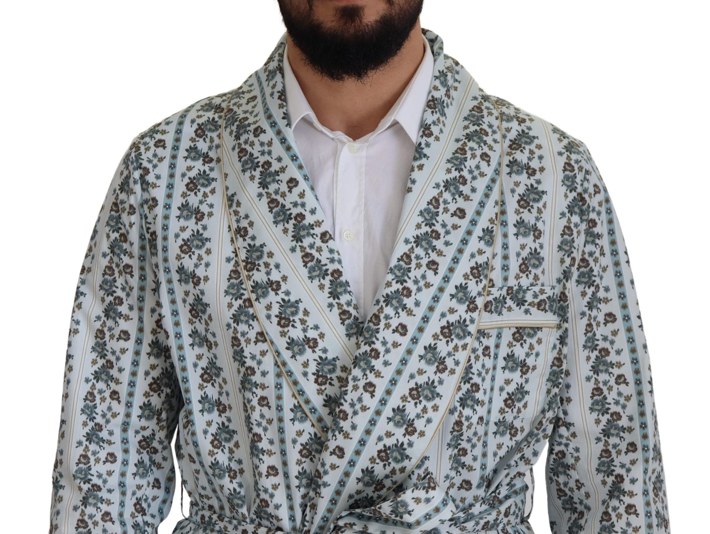 Veste-manteau Dolce & Gabbana en coton bleu à fleurs