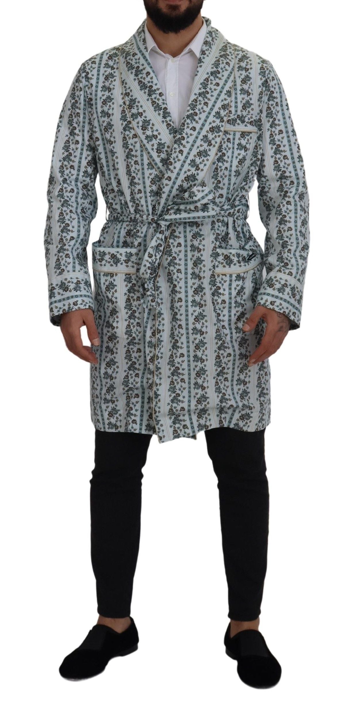 Veste-manteau Dolce & Gabbana en coton bleu à fleurs