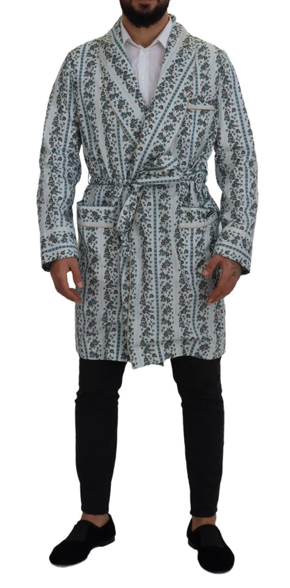 Veste-manteau Dolce & Gabbana en coton bleu à fleurs