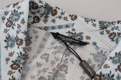 Veste-manteau Dolce & Gabbana en coton bleu à fleurs