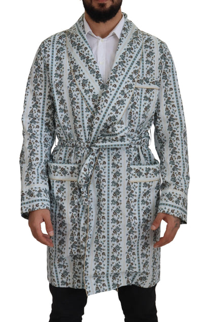 Veste-manteau Dolce & Gabbana en coton bleu à fleurs