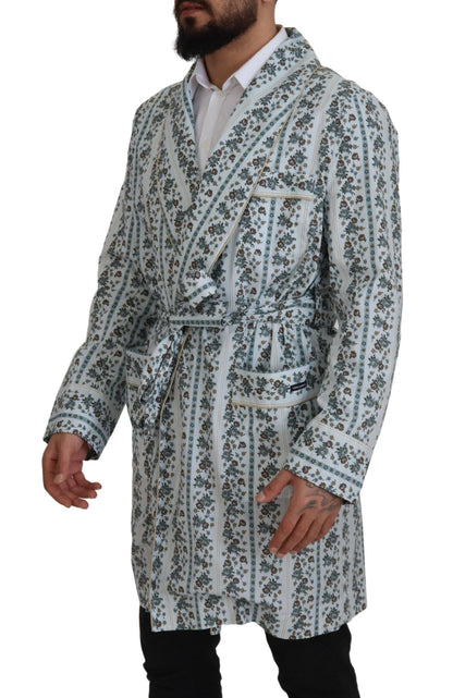 Veste-manteau Dolce & Gabbana en coton bleu à fleurs