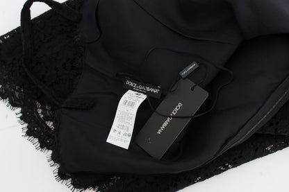 Robe droite genou en dentelle florale noire Dolce & Gabbana