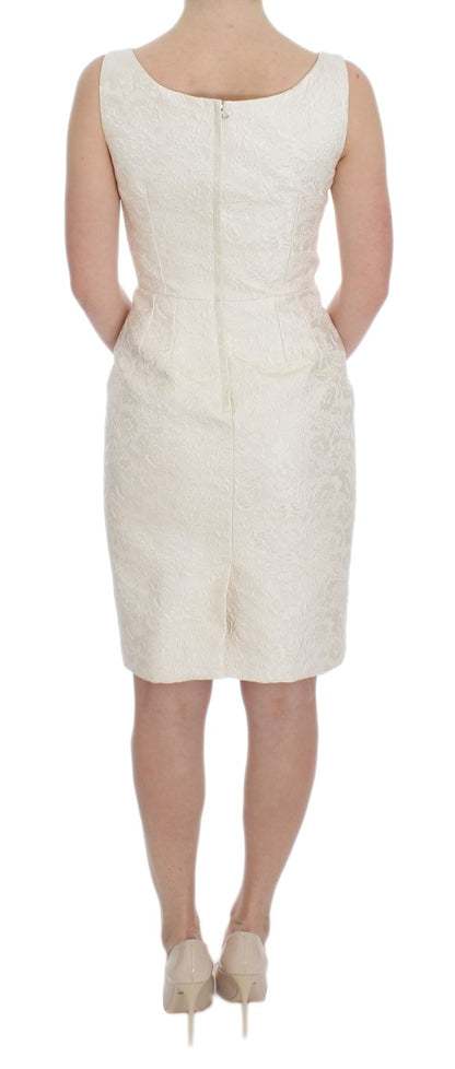 Robe fourreau Dolce & Gabbana en brocart blanc ornée de cristaux