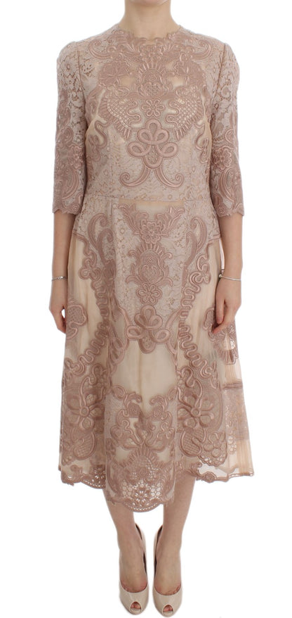 Robe Dolce & Gabbana en soie rose avec dentelle Ricamo
