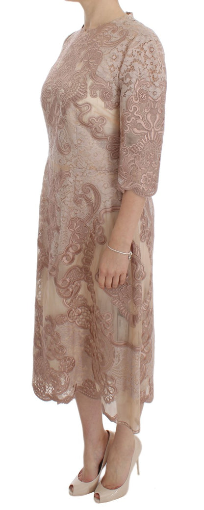 Robe Dolce & Gabbana en soie rose avec dentelle Ricamo