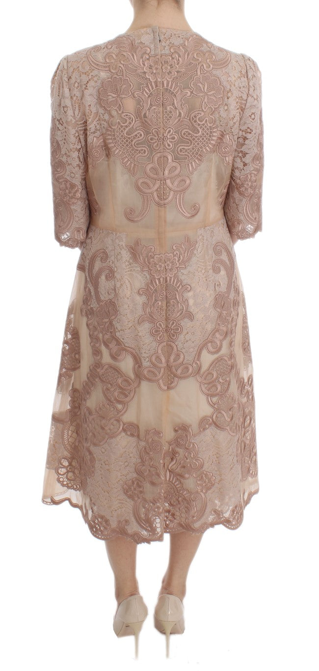 Robe Dolce & Gabbana en soie rose avec dentelle Ricamo
