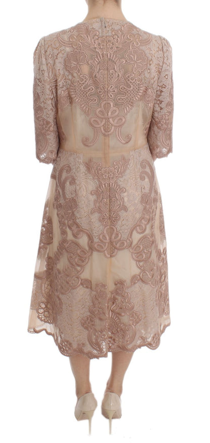 Robe Dolce & Gabbana en soie rose avec dentelle Ricamo