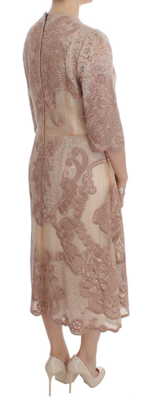 Robe Dolce & Gabbana en soie rose avec dentelle Ricamo