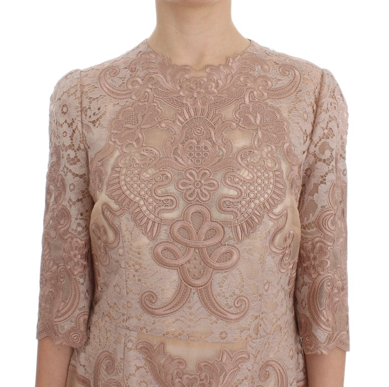 Robe Dolce & Gabbana en soie rose avec dentelle Ricamo