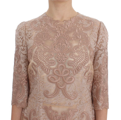 Robe Dolce & Gabbana en soie rose avec dentelle Ricamo