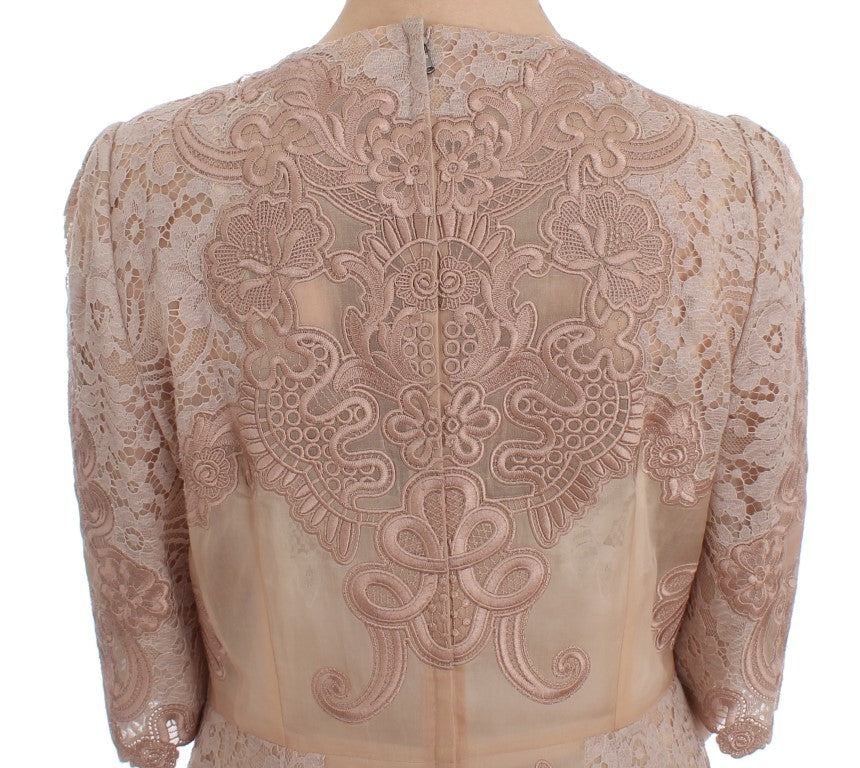 Robe Dolce & Gabbana en soie rose avec dentelle Ricamo