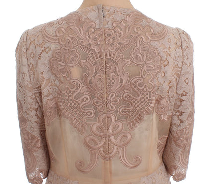 Robe Dolce & Gabbana en soie rose avec dentelle Ricamo