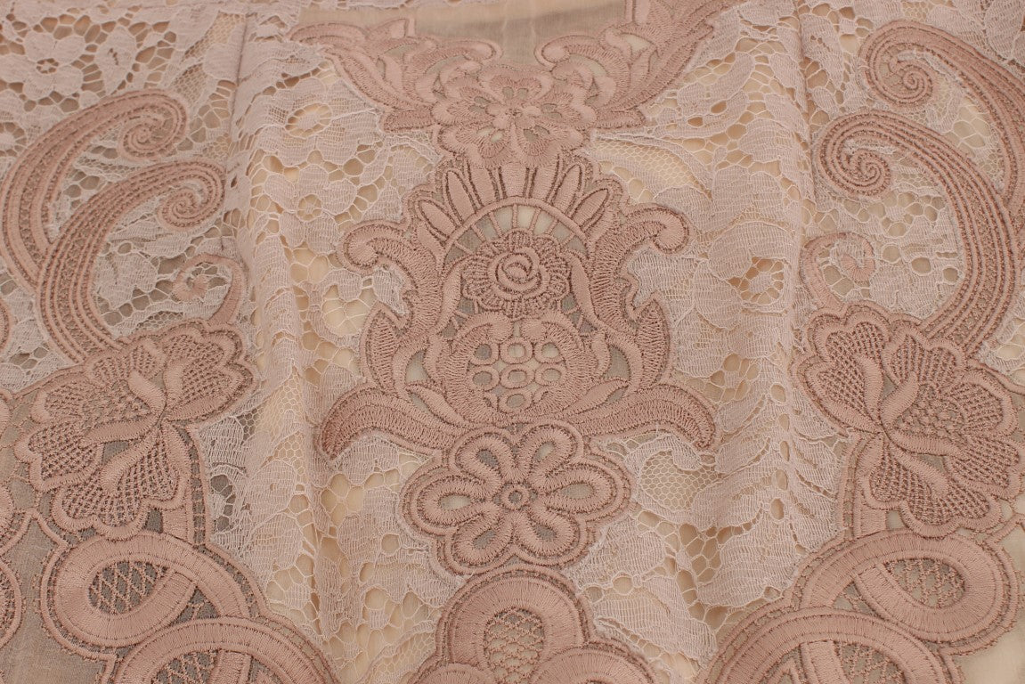 Robe Dolce & Gabbana en soie rose avec dentelle Ricamo