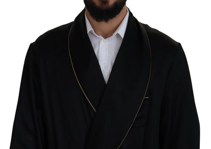 Dolce & Gabbana Manteau Robe en Soie Noire 100%